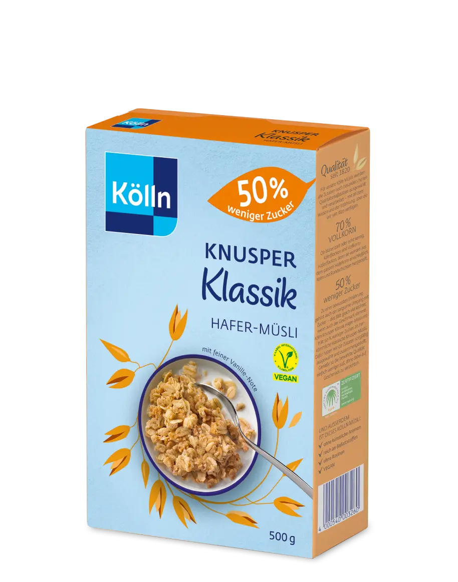 Kölln Knusper Klassik 50 % weniger Zucker Hafer-Müsli