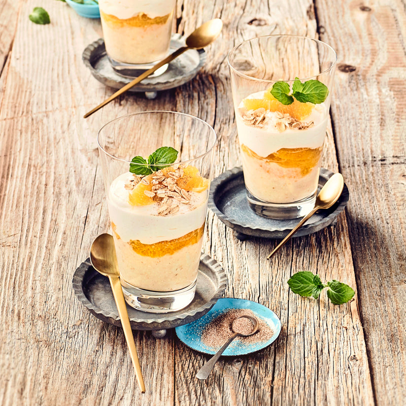 Quark-Orangen-Porridge mit Zimt und Zucker