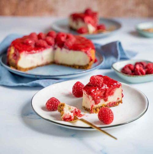 Käsekuchen mit Himbeeren